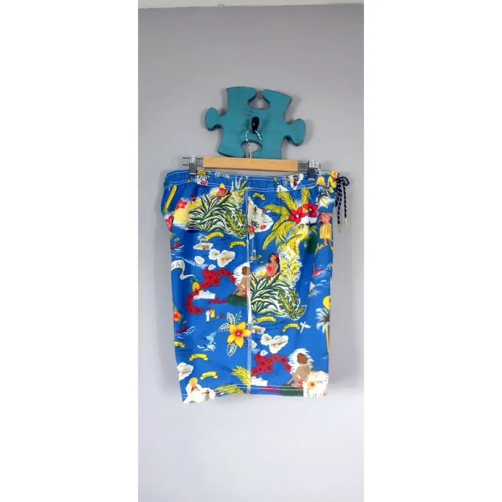 Tommy Hilfiger Men's Hawaiian Theme Swim Trunks Mesh Size XL beachy travelwear